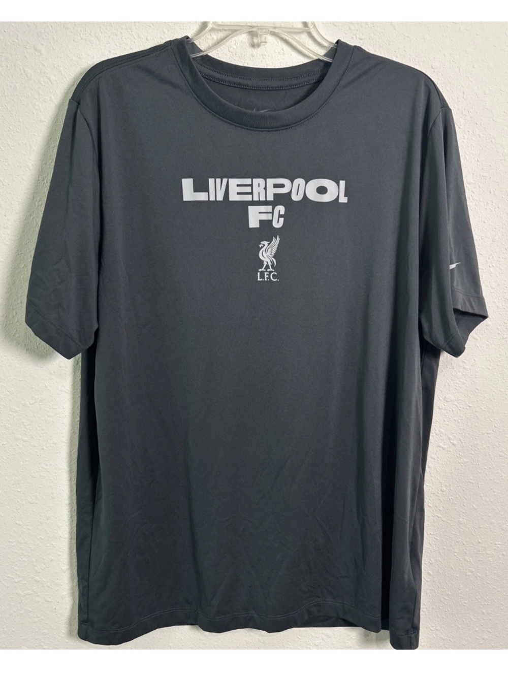 Nike Liverpool FC Dri-Fit Dark Gray Training Soccer Activewear T-Shirt Men’s Lg